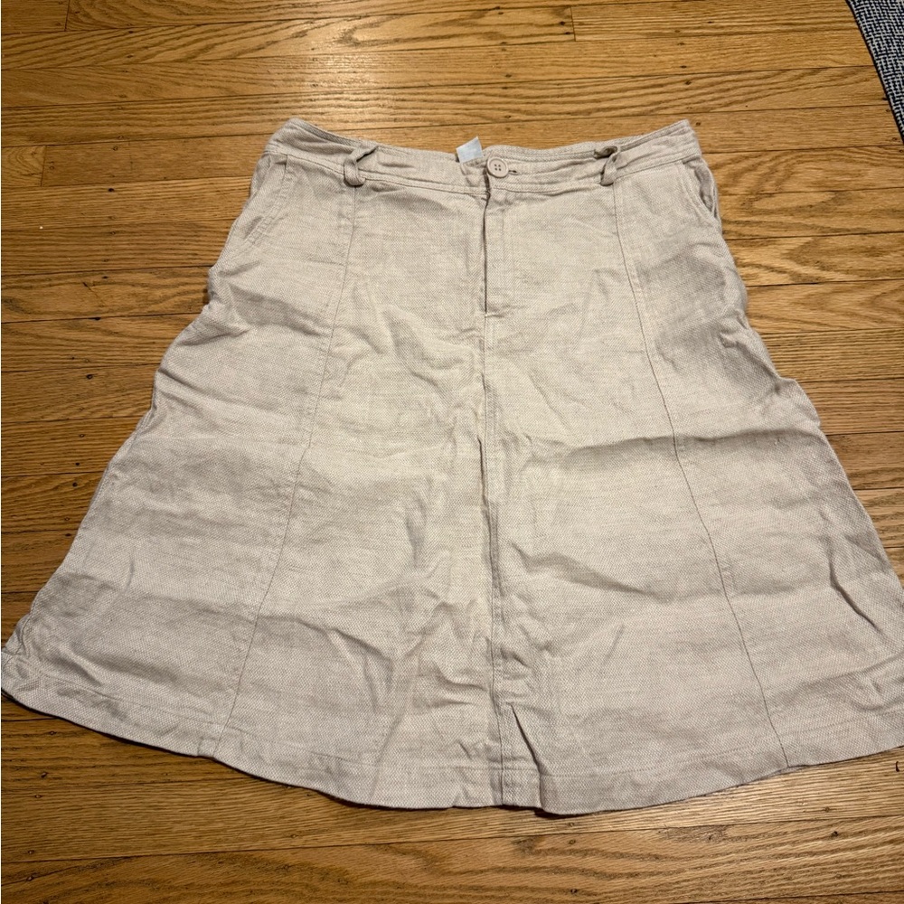 The Territory Ahead Cream Midi A-Line Skirt for Casual Wear
